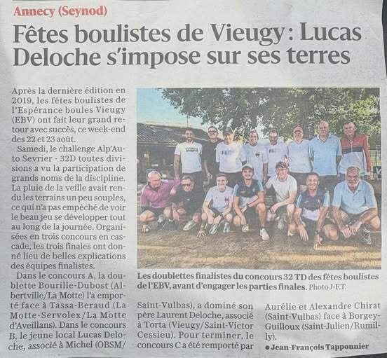 ARTICLE Le Dauphiné Libéré du 26.08.2026