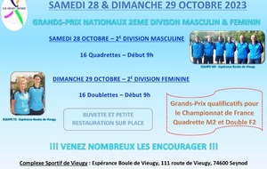 Grand-Prix Nationaux M2 et F2 le 28, 29 Octobre 2023