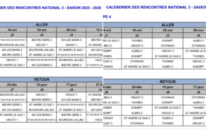 Calendrier des Club Sportif saison 25/26