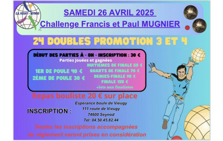 Challenge Francis et Paul MUGNIER le samedi 26 avril 2025